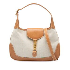 Gucci Jackie handbag shoulder bag Beige Tan brown canvas leather